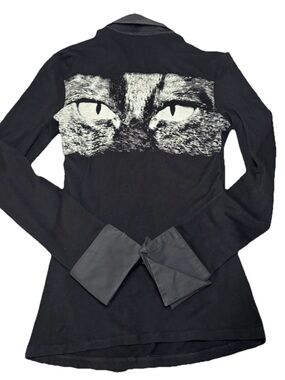 Isabel De Pedro MR CAT Black Cat Eyes Graphic Stretch Top Size 4 Rare